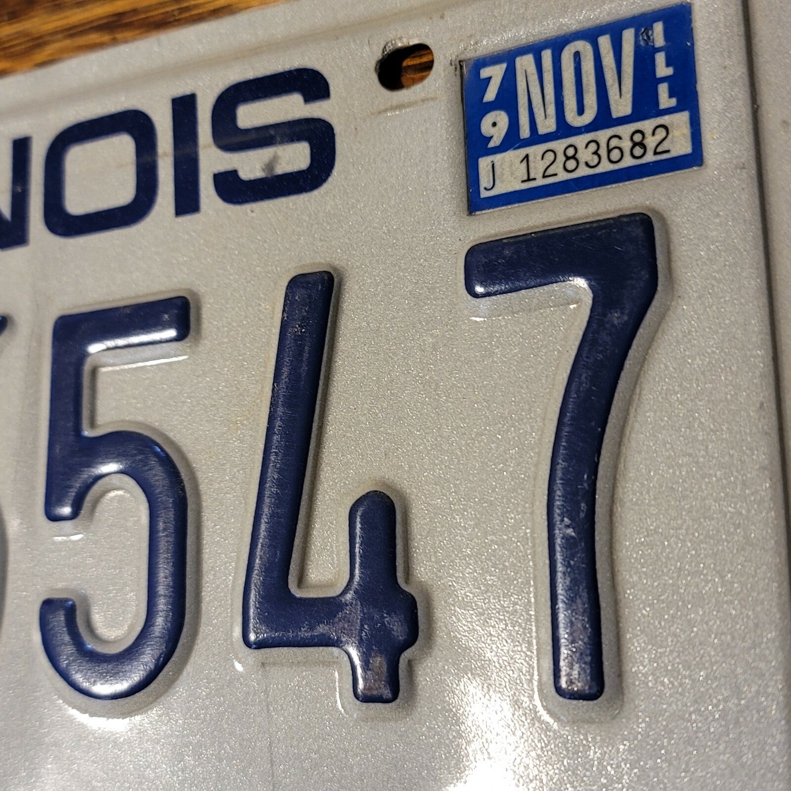 License Plate ILLINOIS RD 6547 Land of Lincoln Vintage Blue & White