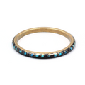 Vintage Black Blue Inlay Brass Bangle Bracelet Ethnic 8.25"