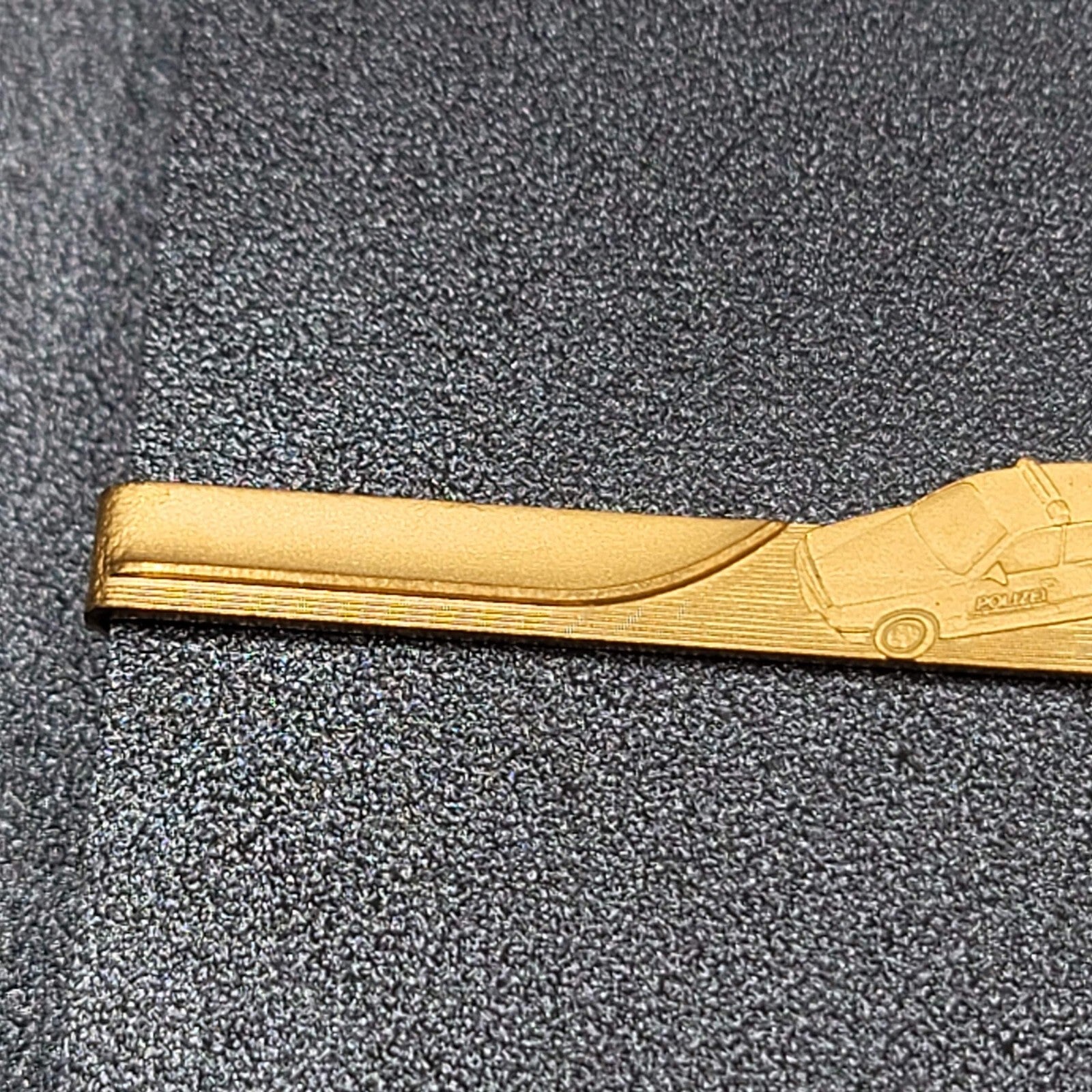 Vintage Sporrong Polizei Police Car Tie Clip Bar Gold Plated 2 5/8"