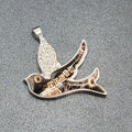 Sally Jean Alexander Pendant Only Dream Bird Collage Silver tone Rhinestone 2"