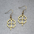 New 4 Leaf Clover Pierced Earrings Lucky Shamrock Bronze tone Dangle 1"