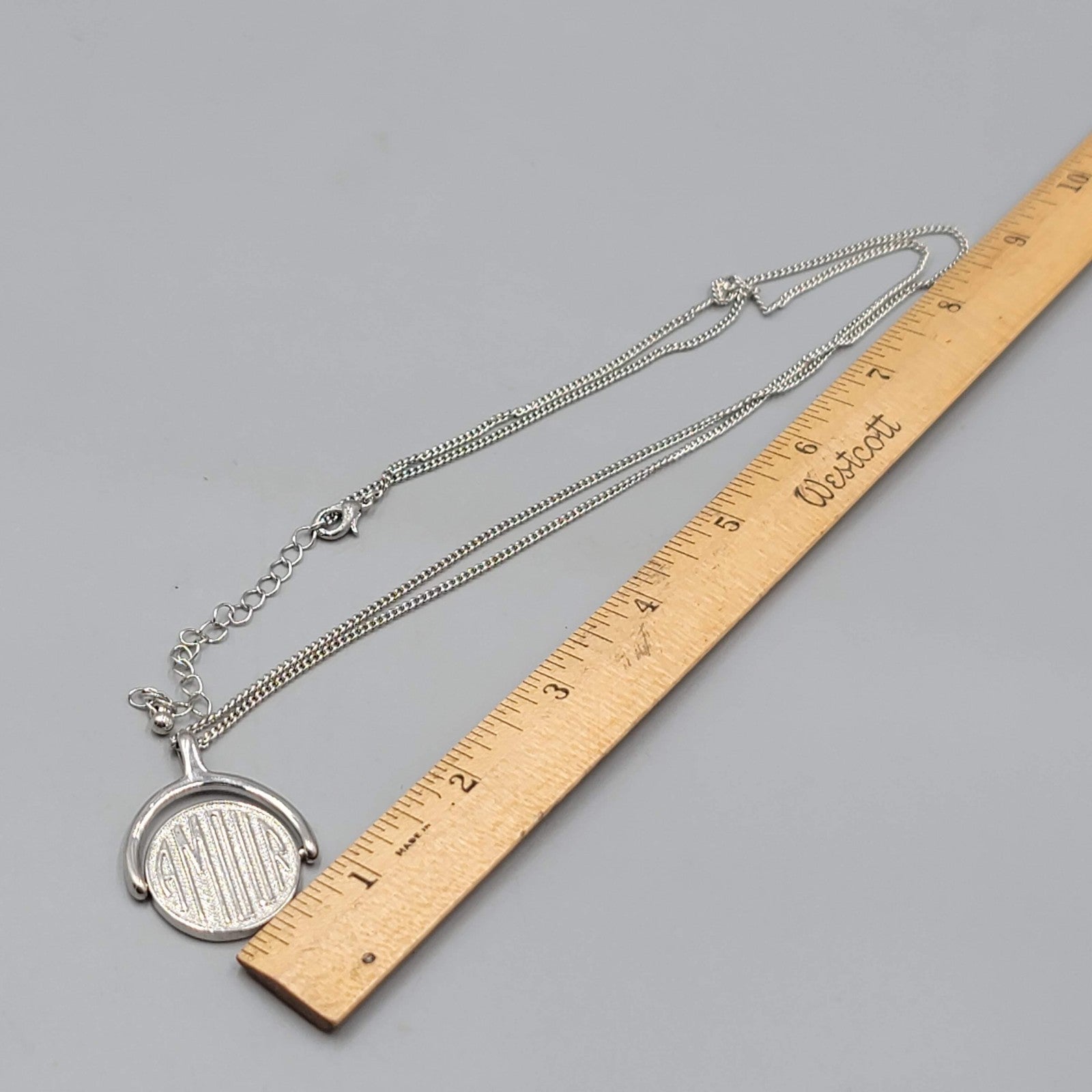Amour Love SPINNER Pendant Necklace Silver Tone Long 30in Chain