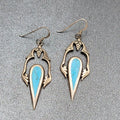 Sterling Silver Pierced Earrings Unique Blue Turquoise Dangle 1.75"