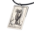 The HERMIT Tarot Card Pendant Necklace Major Arcana Silver tone Black Cord 18" 