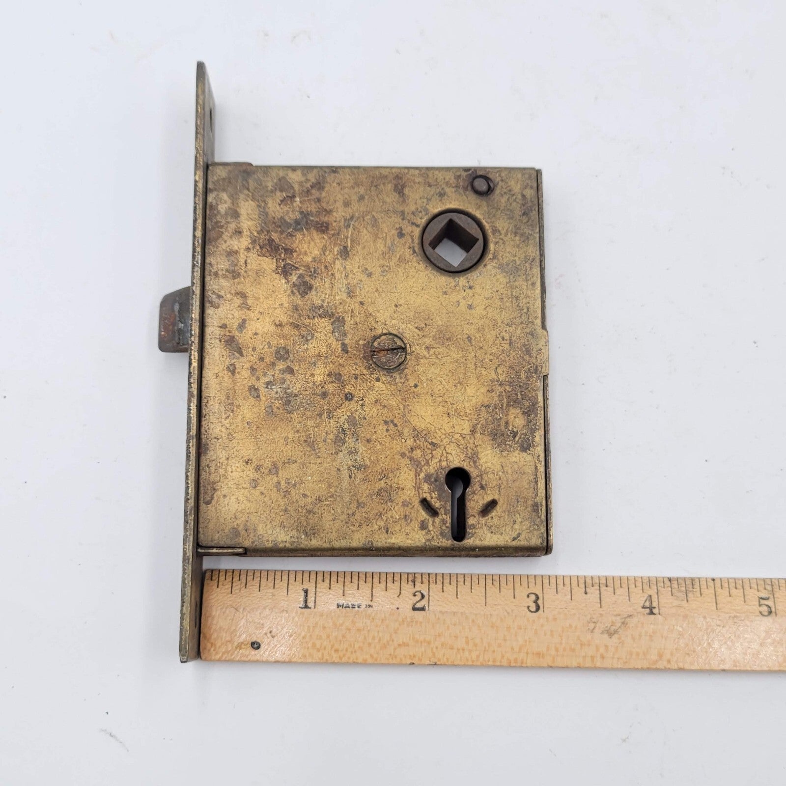 Vintage Mortise Lock Door Hardware Salvage Skeleton Keyhole NO Key 3230
