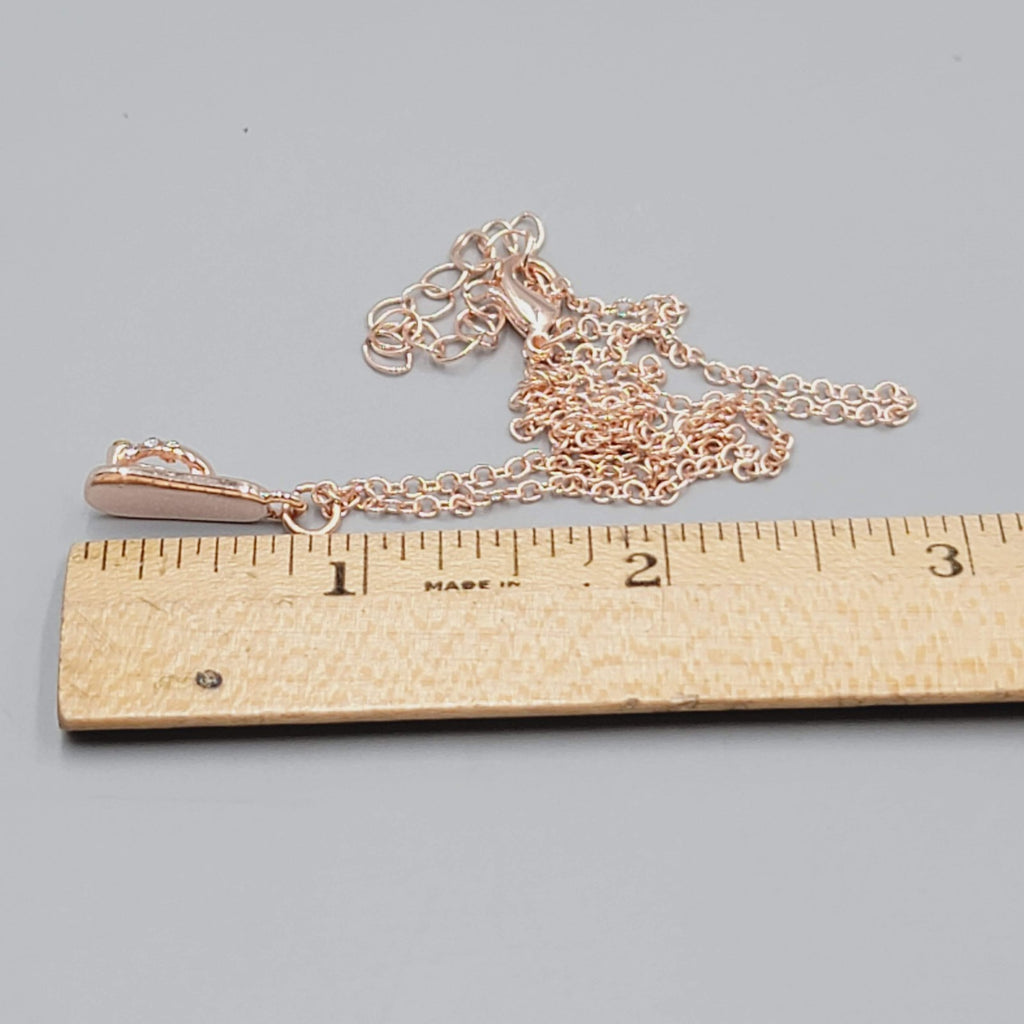 Flip Flop Pendant Necklace Rose Gold tone Chain Crystal 16"-18"
