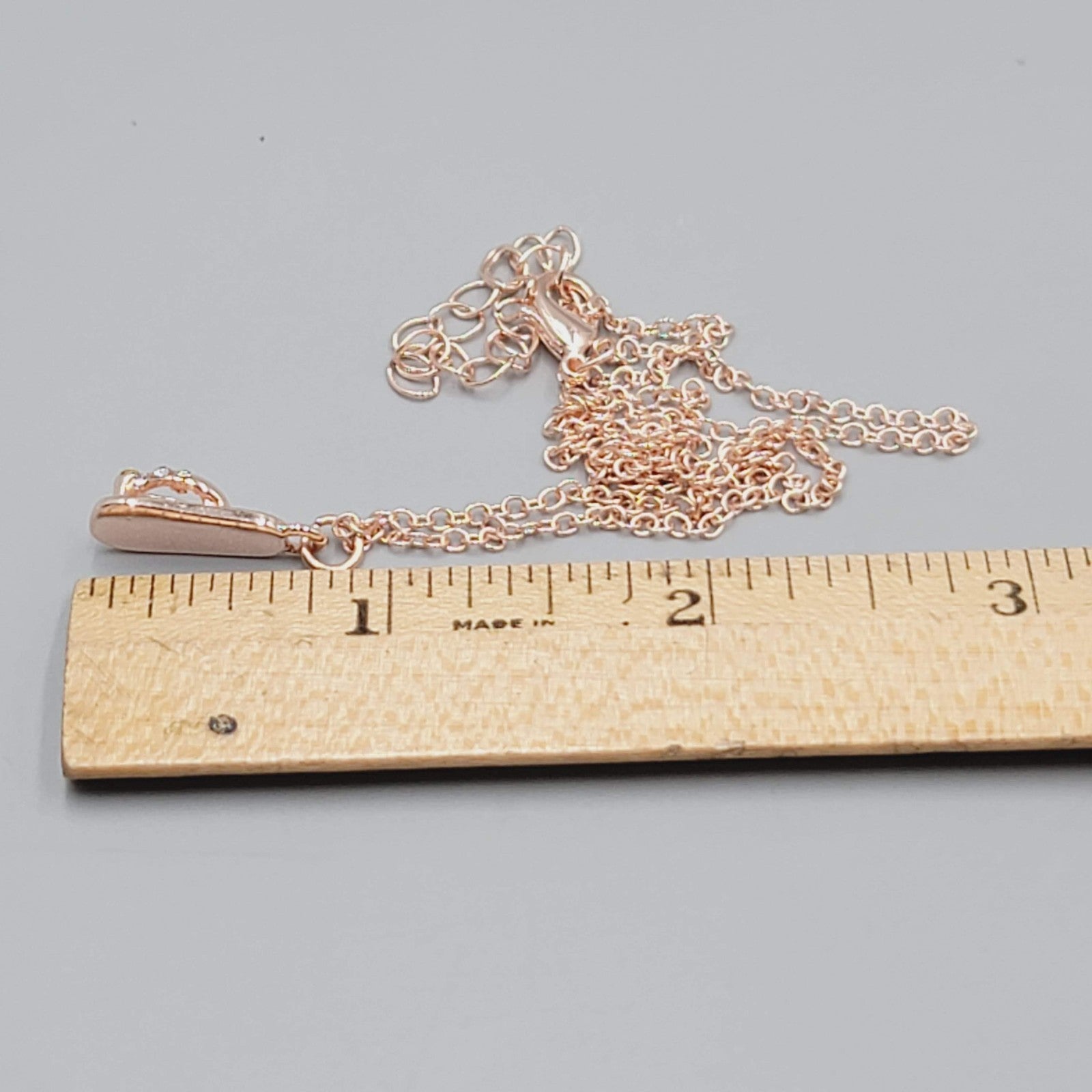Flip Flop Pendant Necklace Rose Gold tone Chain Crystal 16"-18"