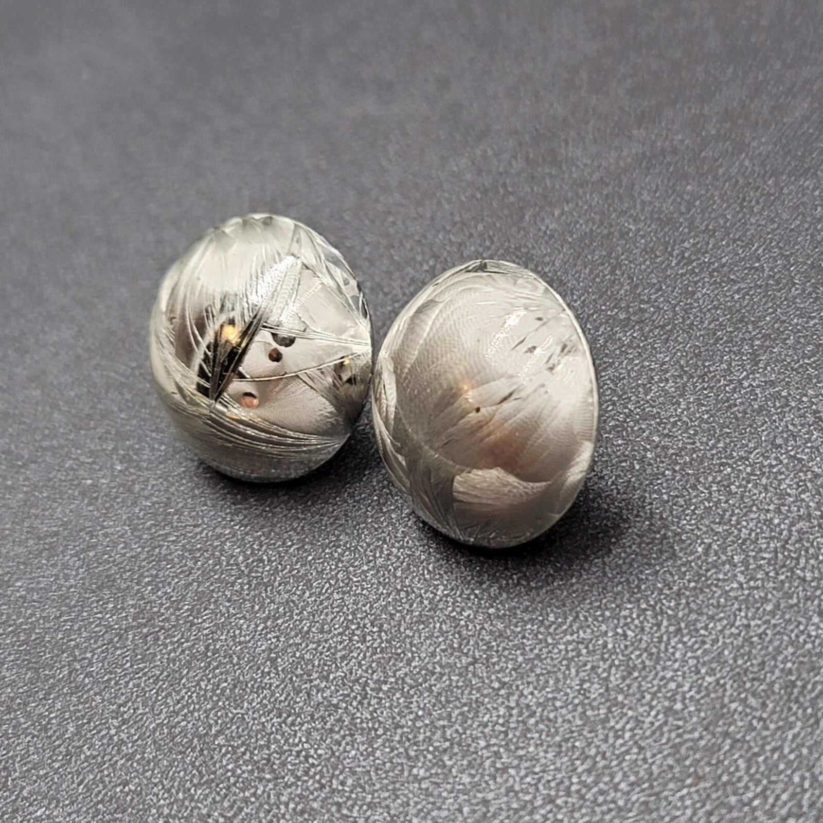 Vintage Pierced Earrings Domed Silver tone Stud 3/4"