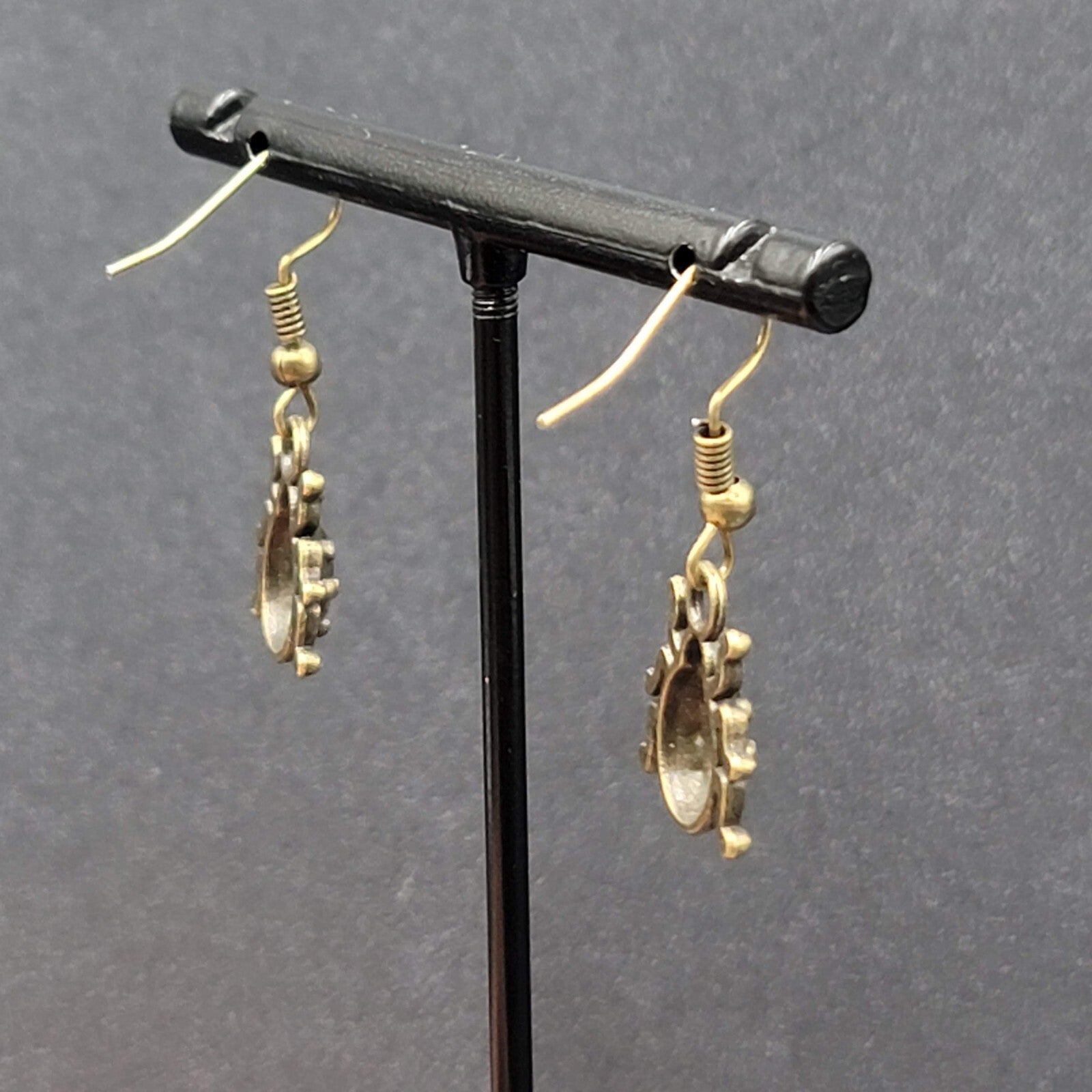 Ladybug Pierced Earrings Dangle Bronze tone 5/8"