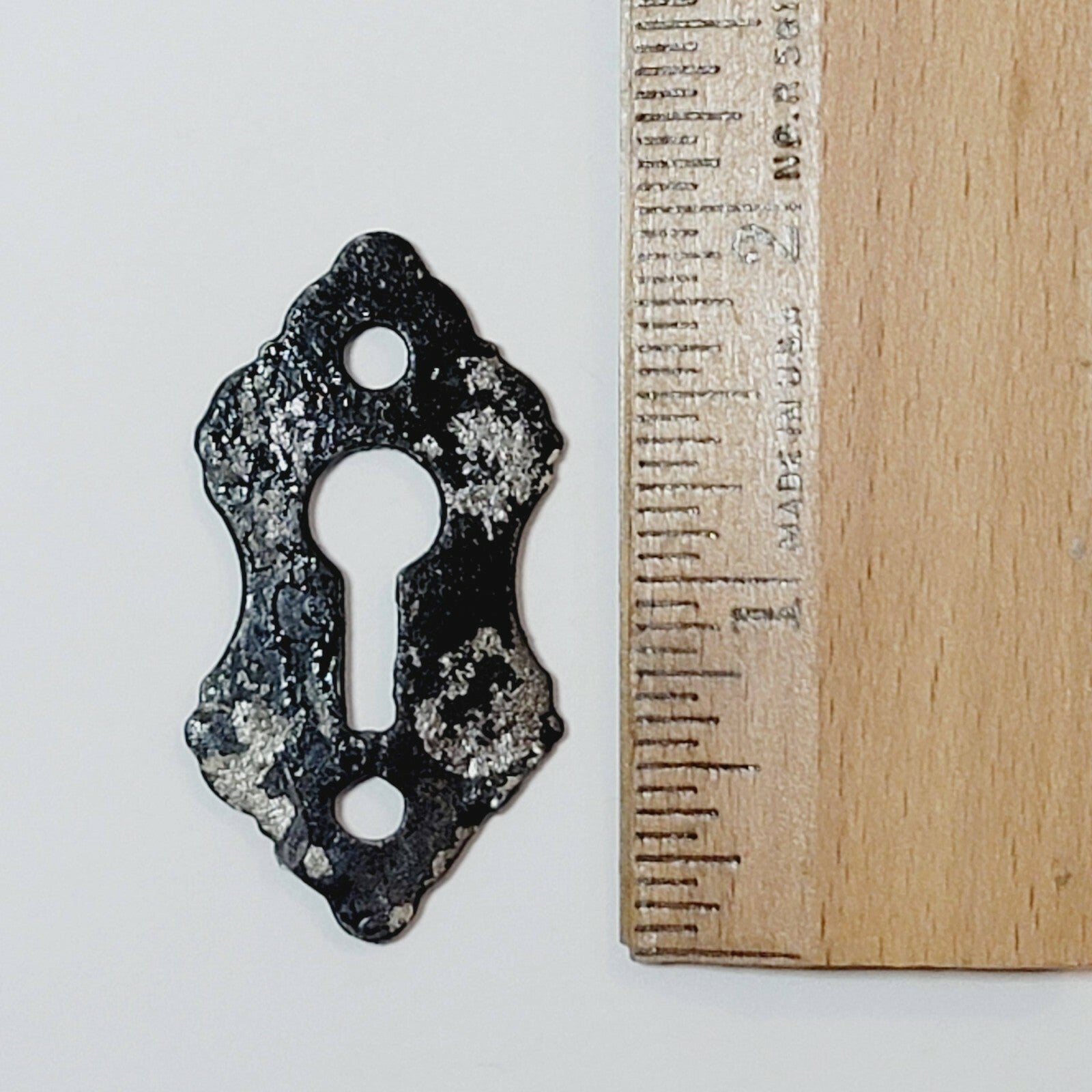 Vintage Cast Iron Ornate Skeleton Key hole Escutcheon Salvage Hardware 1 7/8" A