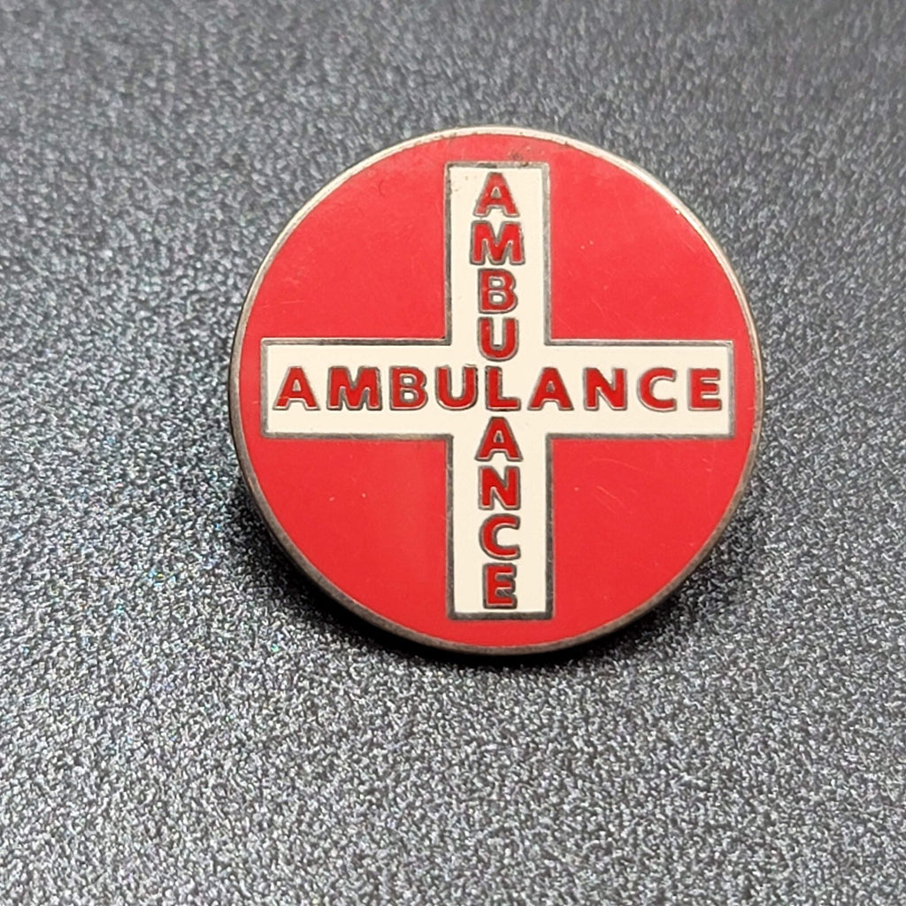 Ambulance Cross Lapel Hat Pin Red White Circle 1" 