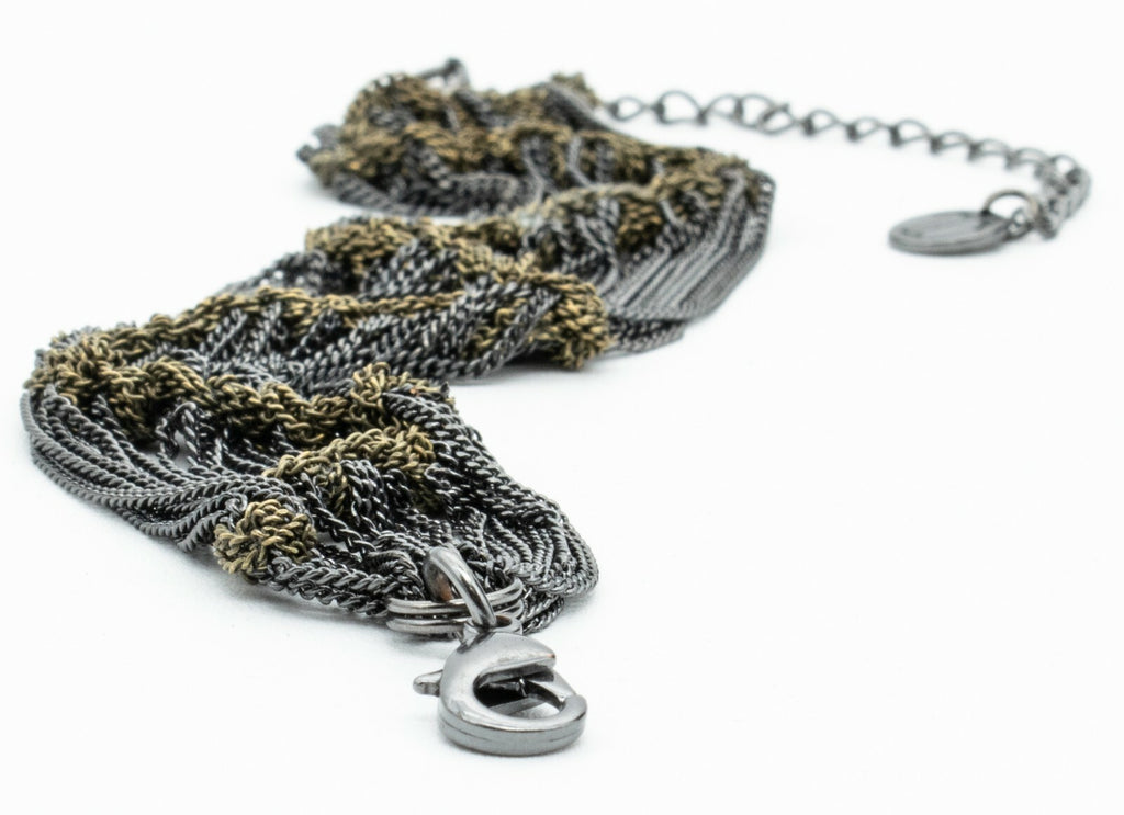 Signed Talbots Gunmetal Multi Chain Bracelet Estate Costume Jewelry 7" - 10"