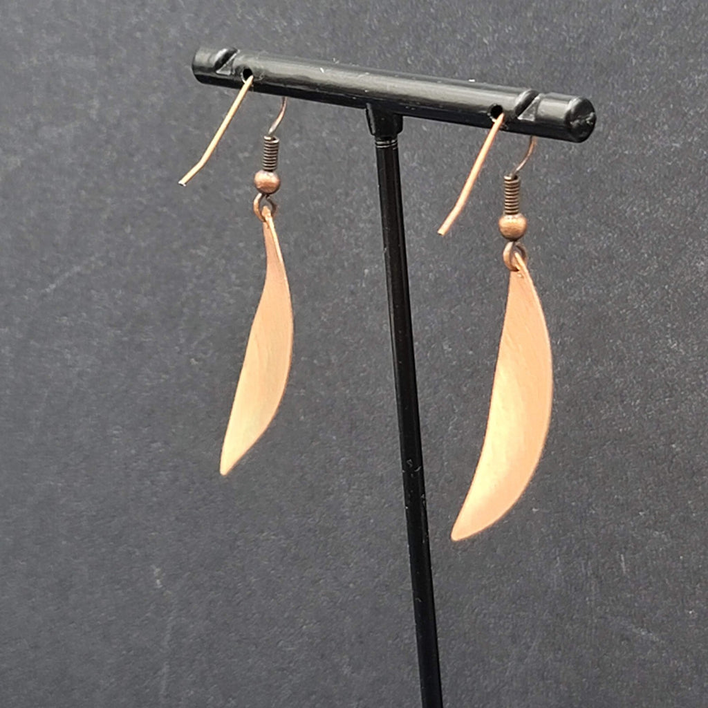 Pierced Earrings Copper Laser Cut Red White Design Dangle 1.5"