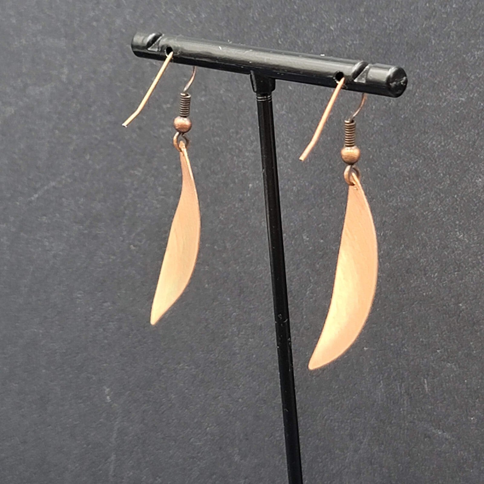 Pierced Earrings Copper Laser Cut Red White Design Dangle 1.5"