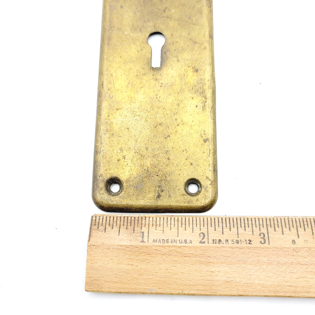 Vintage Brass Doorknob Back Plate Skeleton Keyhole Salvage Hardware 6.5"x2"