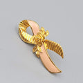 Avon Breast Cancer Awareness Pink Ribbon Pin Gold Tone Rose Lapel Pin Brooch