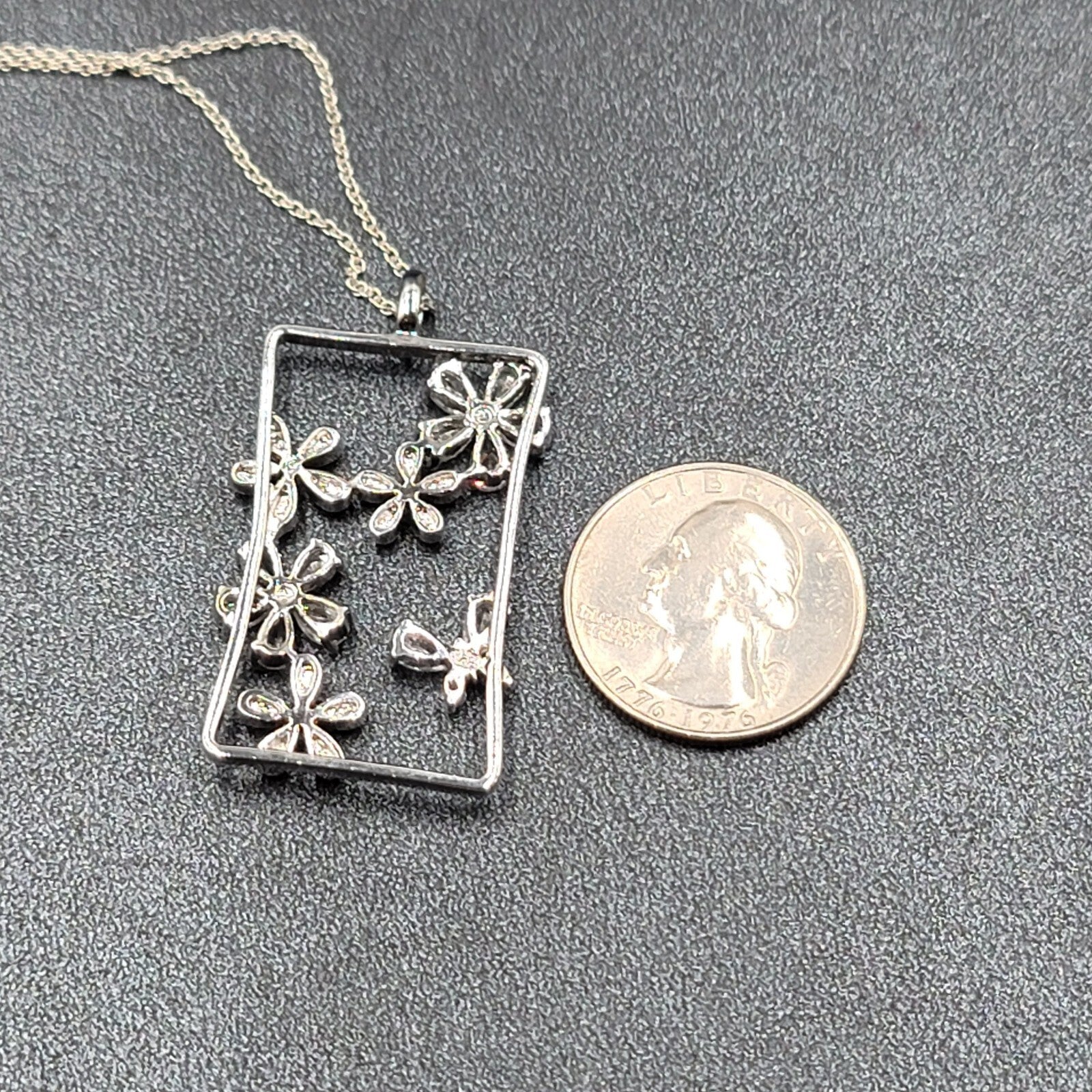 Sterling Silver Flower Crystal Gold Plated Pendant Necklace 16"-18"