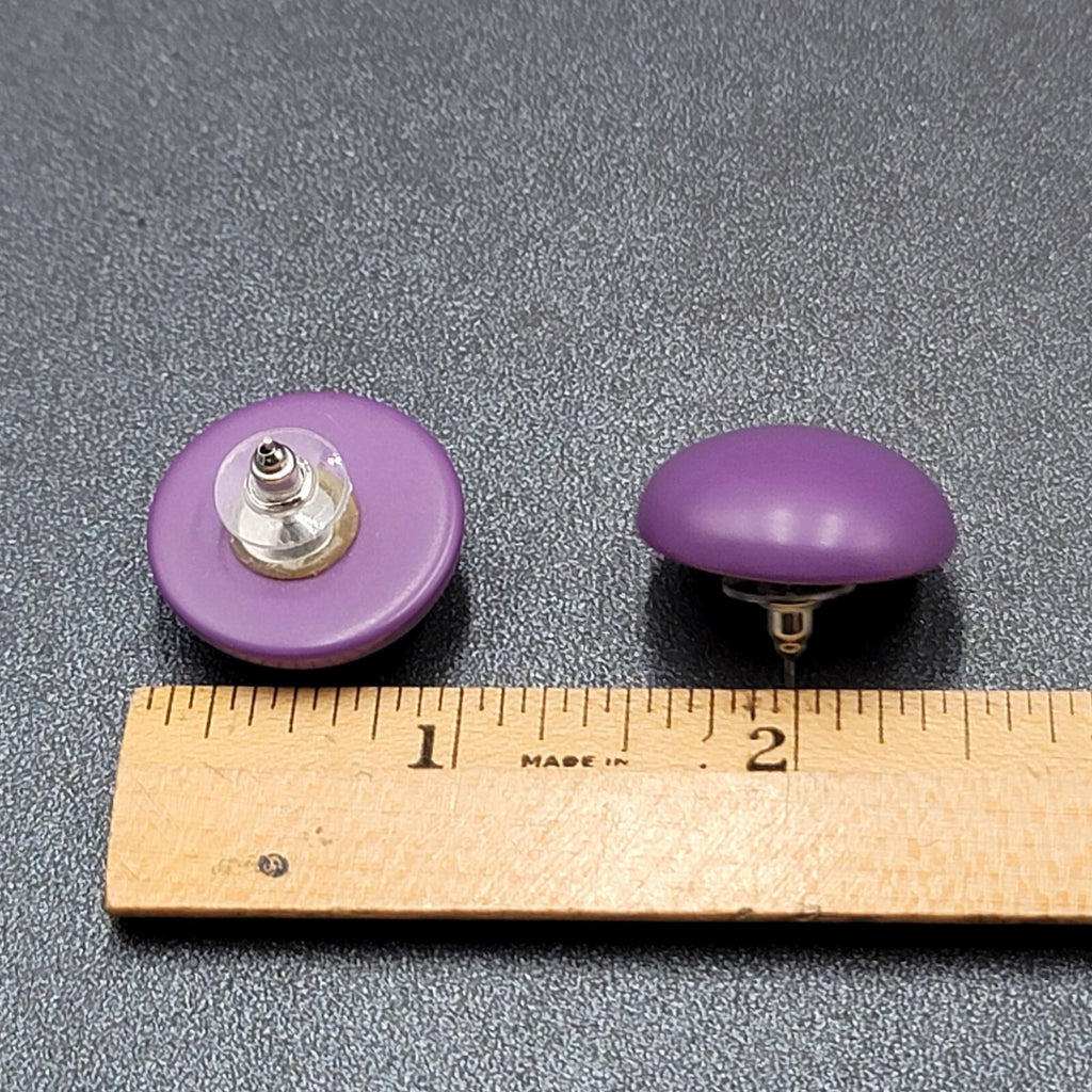 Vintage Pierced Earrings Purple Domed Studs Estate Costume Jewelry 1"