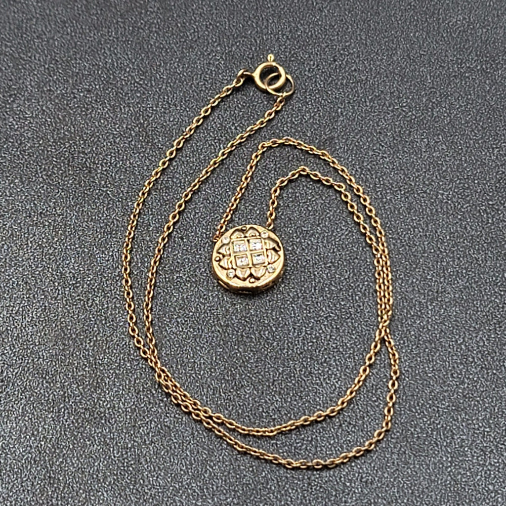 Gold Plated Sterling Silver Cubic Zirconia Pendant Necklace 16 in chain