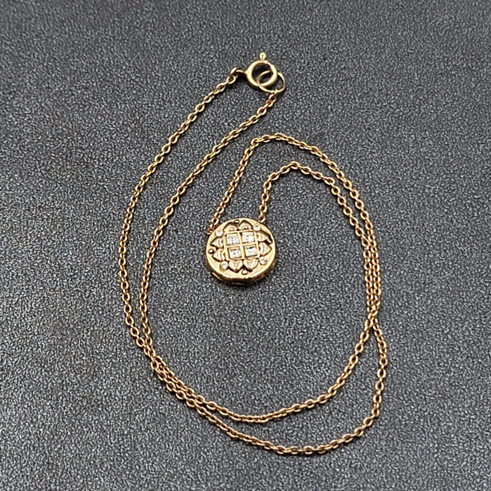 Gold Plated Sterling Silver Cubic Zirconia Pendant Necklace 16 in chain