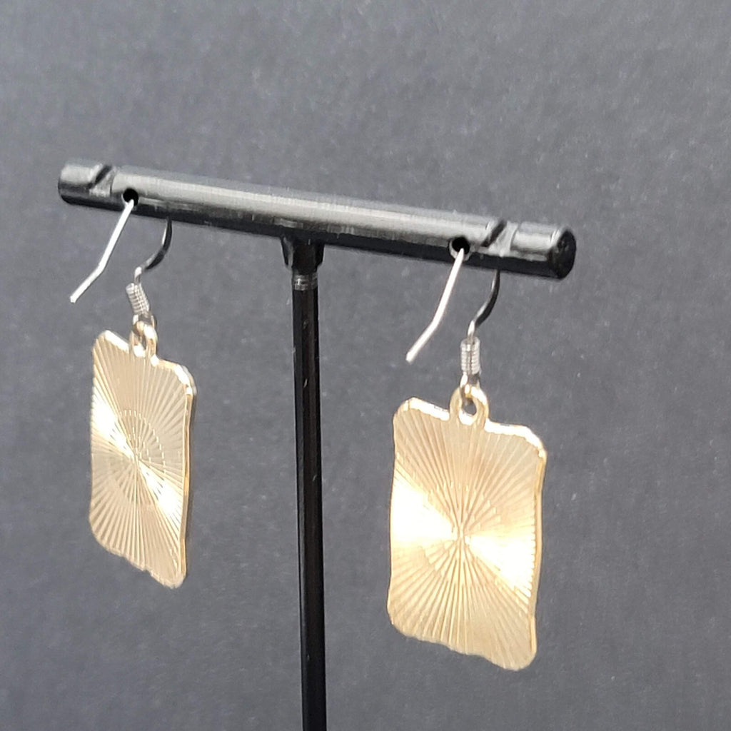 Tarot Card Pierced Earrings JUSTICE Scales Gold tone Black 1"