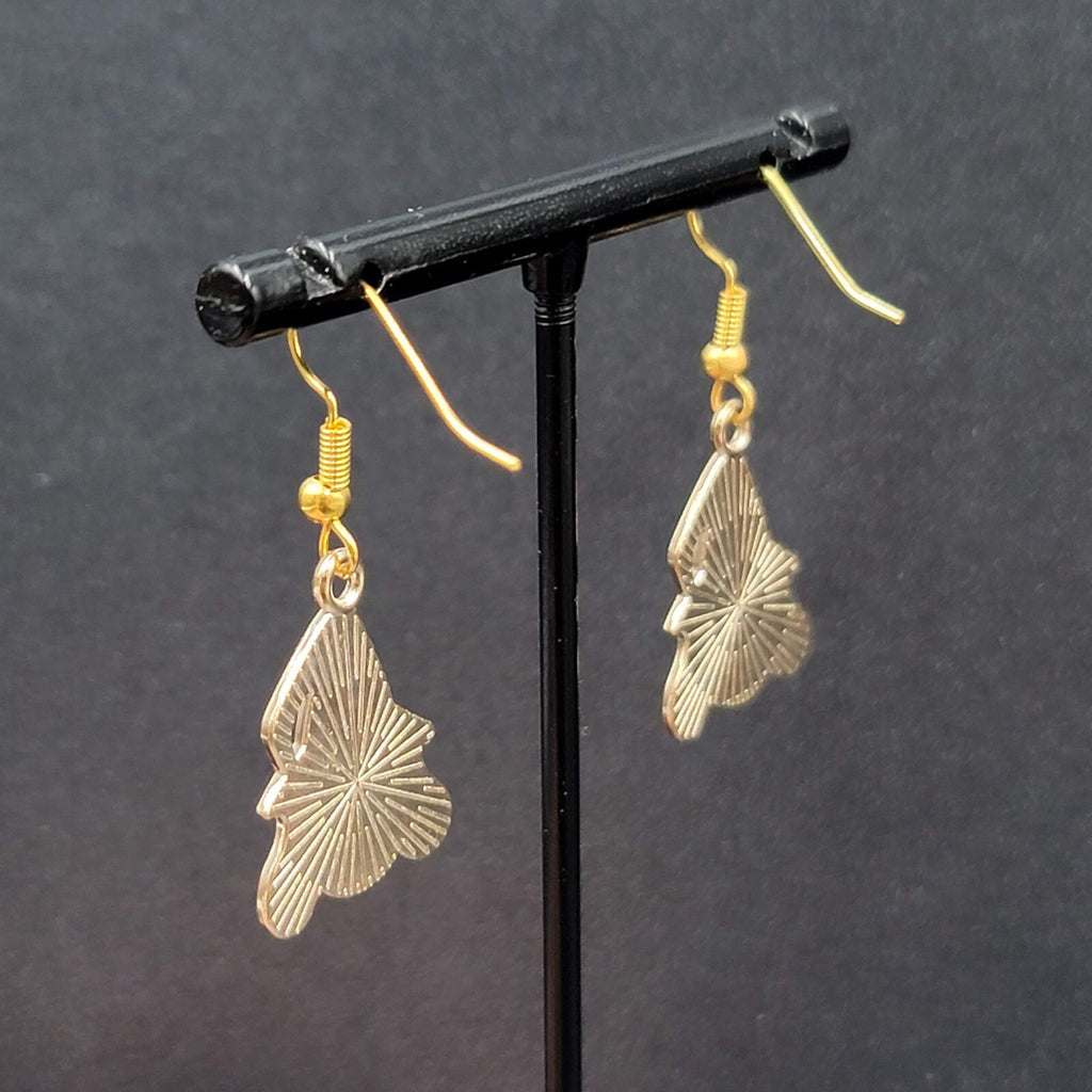 Cute Witch Halloween Pierced Earrings Gold tone Enamel Dangle 1"
