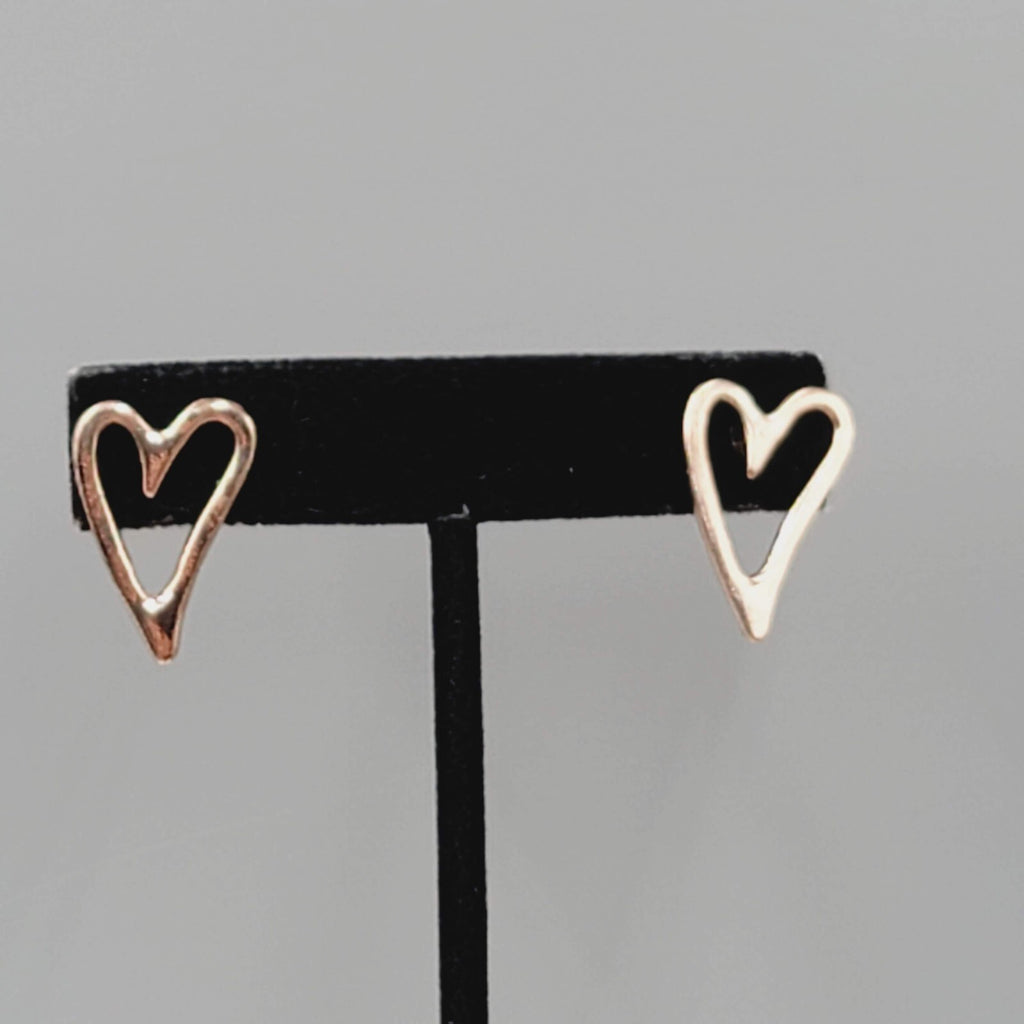 Heart Pierced Earrings Rose Gold tone Drop 7/8"