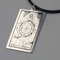 WHEEL OF FORTUNE Tarot Card Pendant Necklace Major Arcana Silver tone 18”