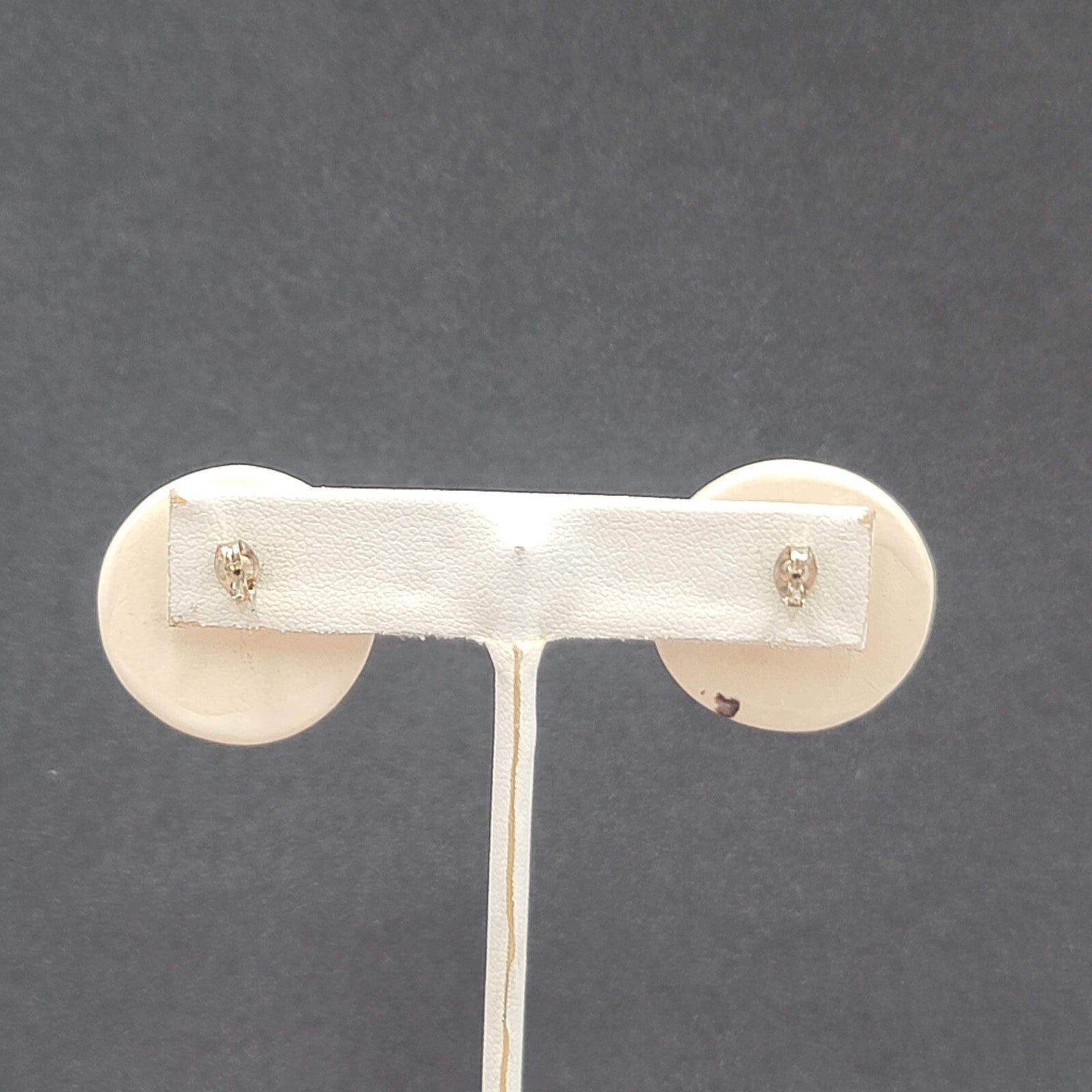 Vintage Pierced Earrings White Clay Hand Painted Black Accent Drop 1"