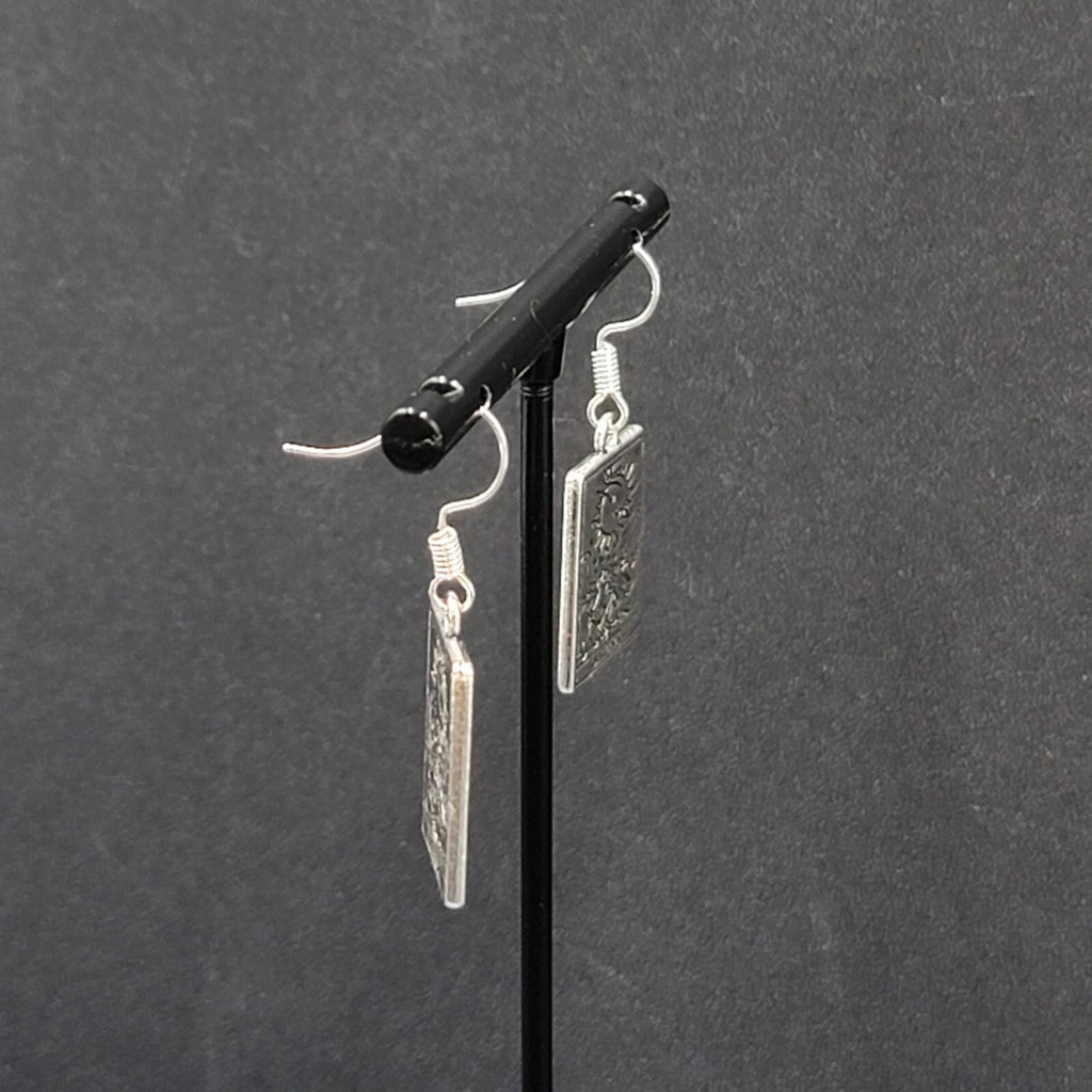 The Moon LA LUNA Tarot Card Pierced Earrings Silver tone 1"