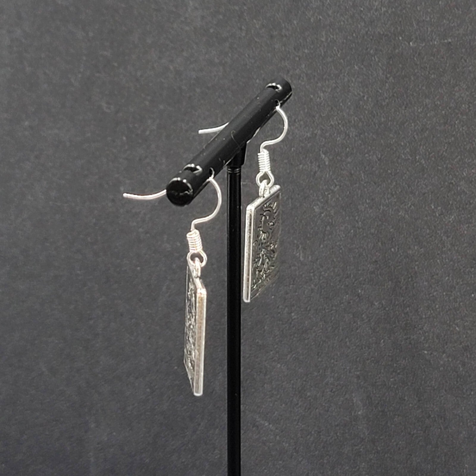 The Moon LA LUNA Tarot Card Pierced Earrings Silver tone 1"
