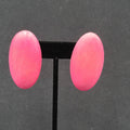 Vintage Pierced Earrings Large Wood Pink Stain Statement Drop 2"