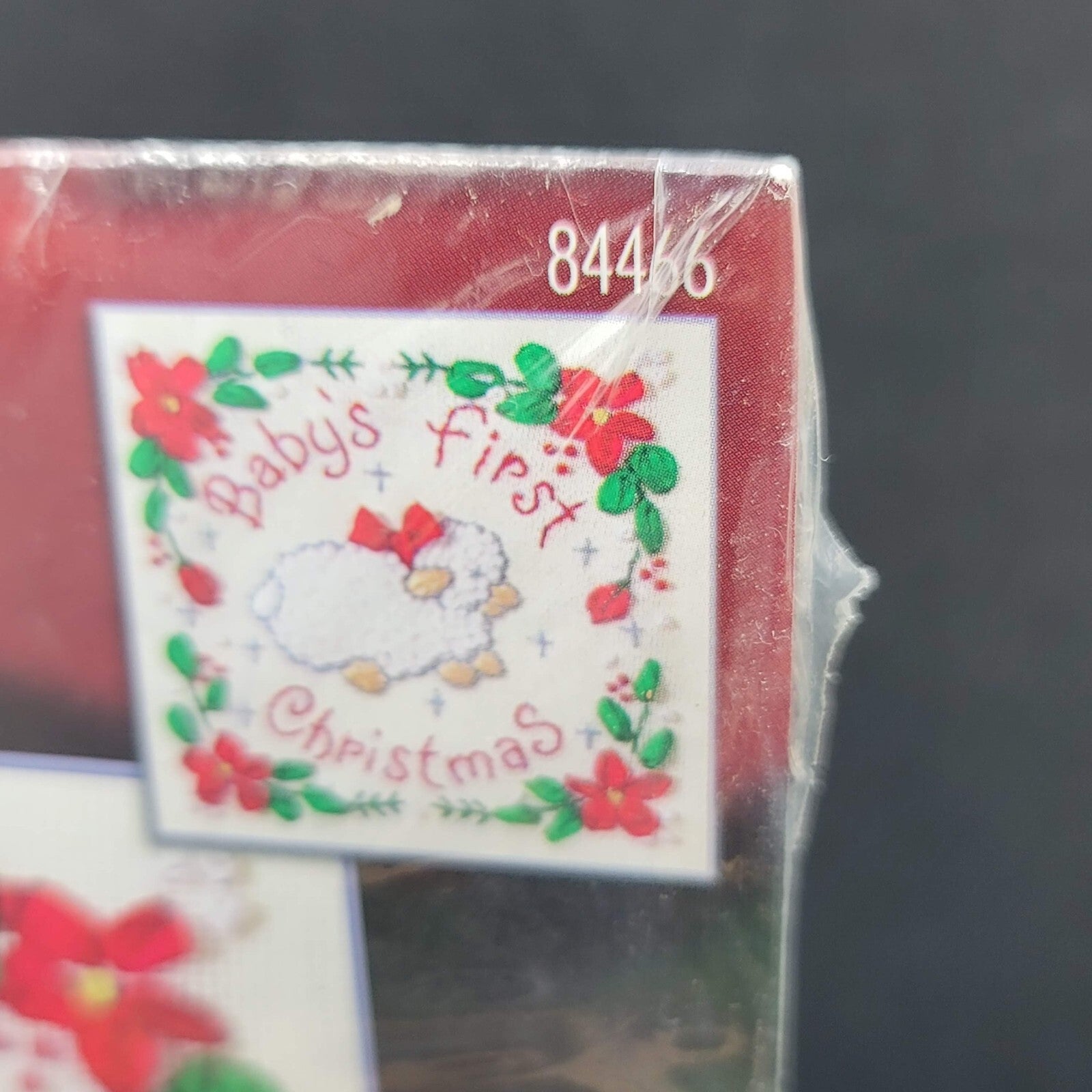 Babys First Christmas Lamb Silk Ribbon Kit Bucilla 5x5