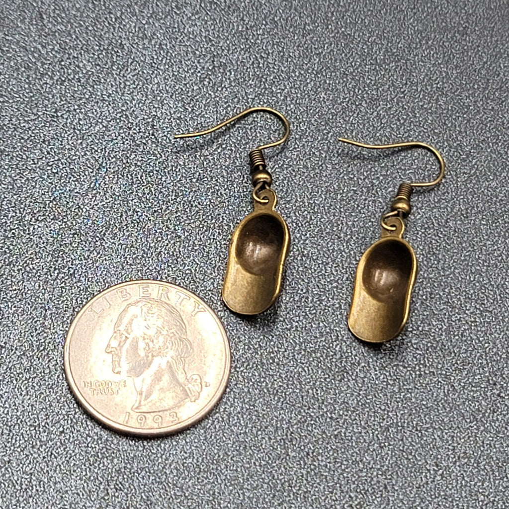 New Baseball Hat Pierced Earrings Bronze tone Dangle 3/4"