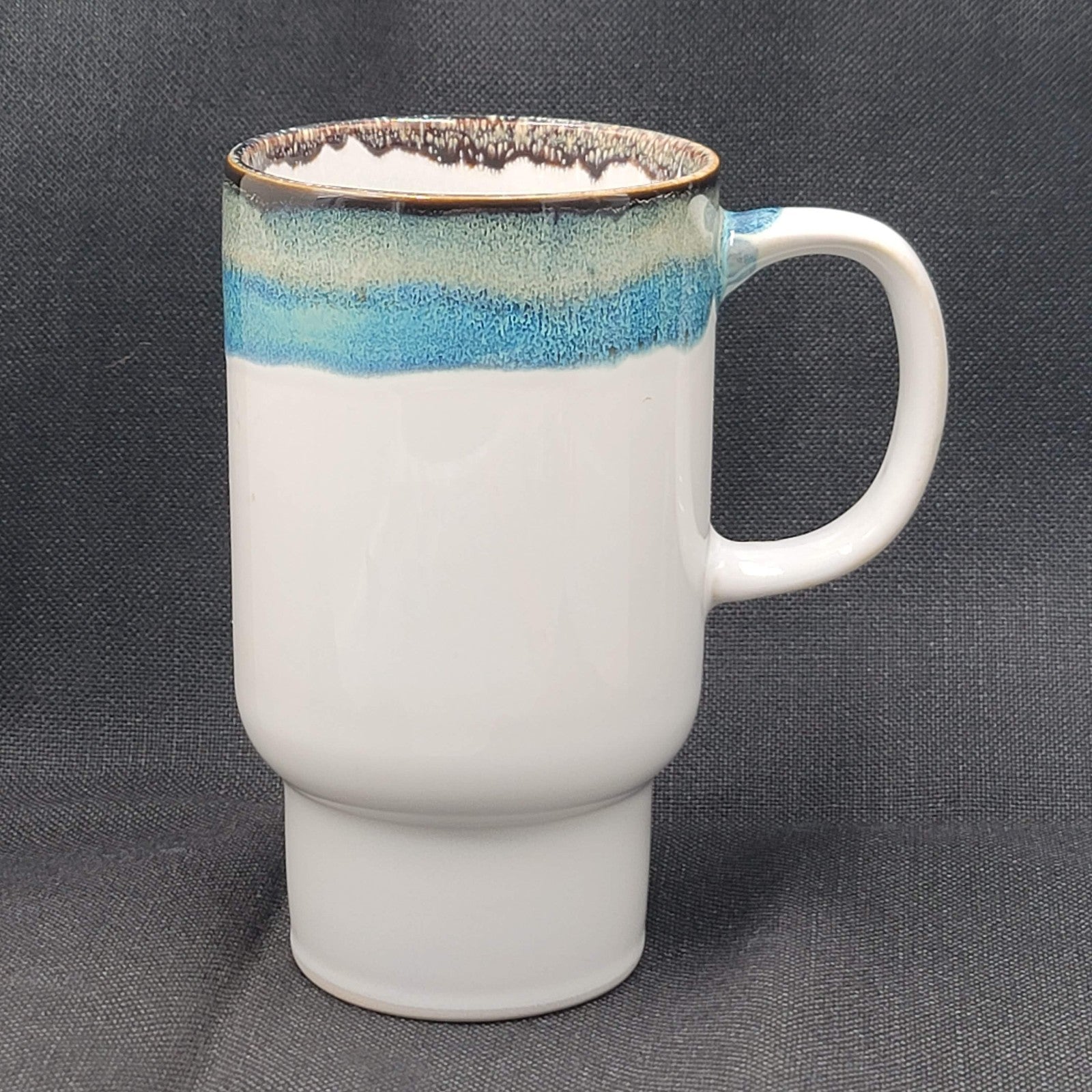 Leaf Bean Speckled Ceramic Coffee Mug Tall Blue Gray 20 ounces 6"
