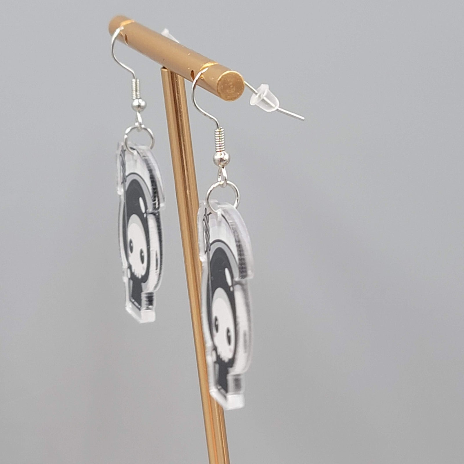 Halloween Death Grim Reaper Pierced Earrings Silver tone Dangle 1.5 in