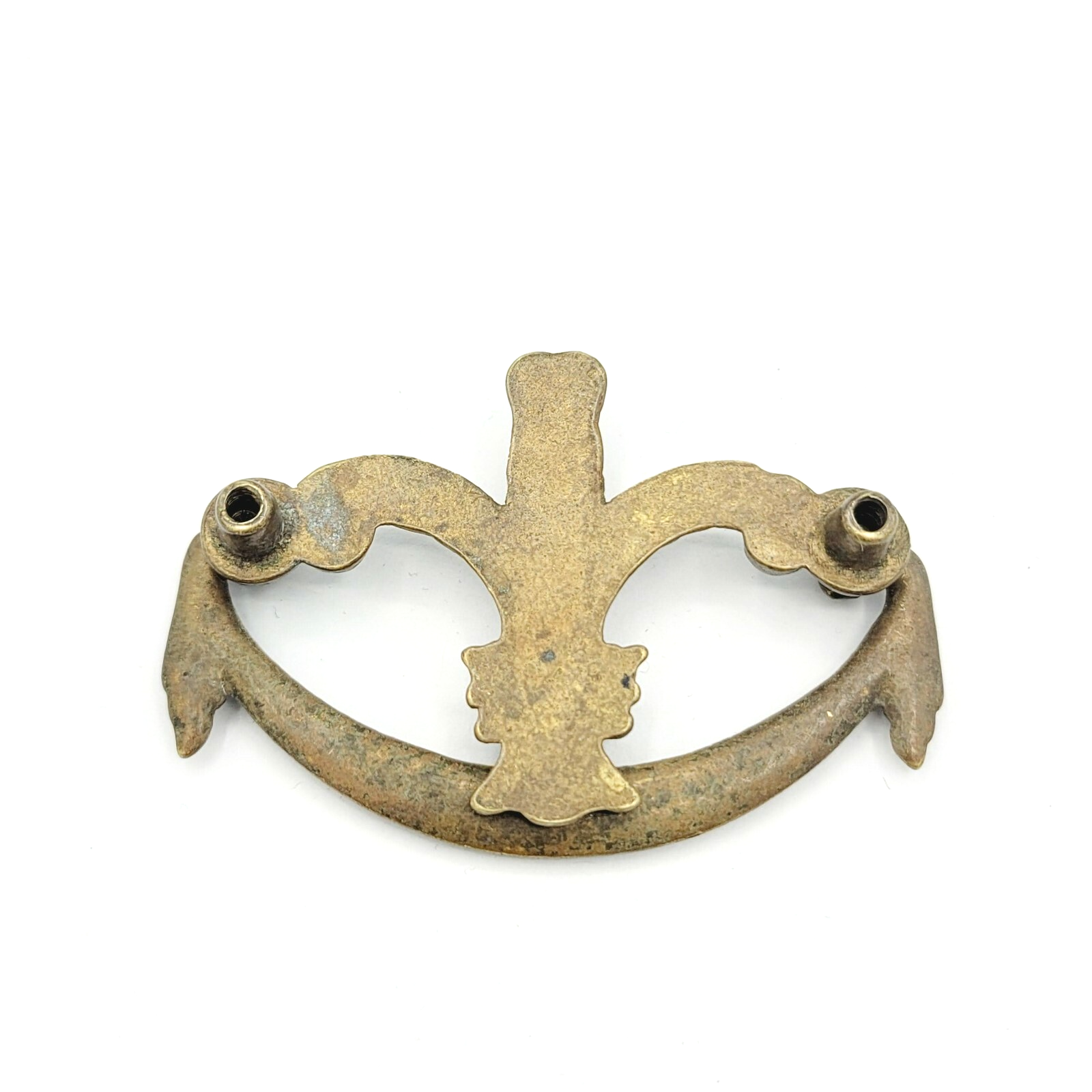 Vintage Brass Drawer Pull Gold tone Salvage Hardware SINGLE ONLY Feather Drape
