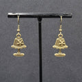 Lamp Pierced Earrings Bronze tone Embossed Dangle 1"