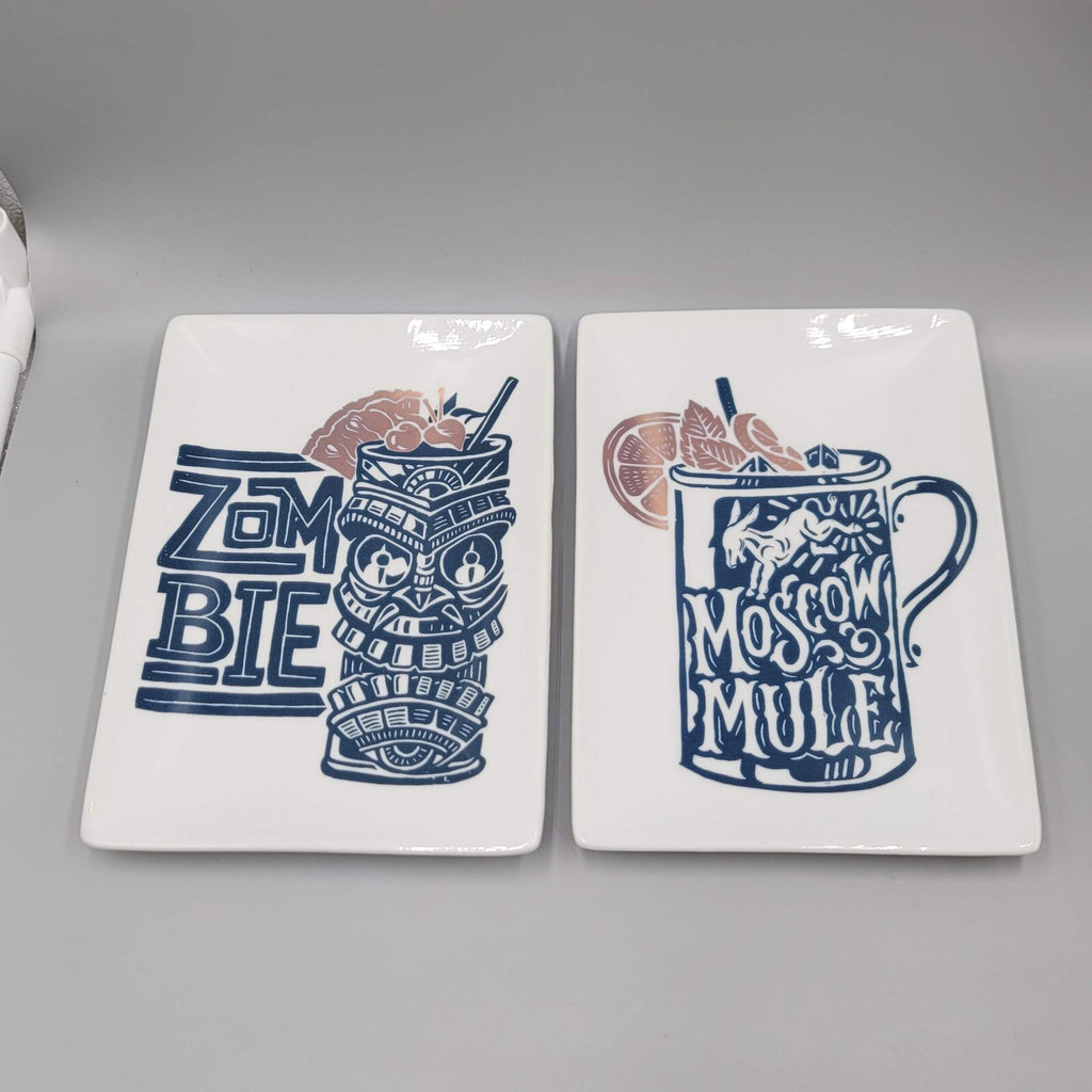 CRATE & BARREL Set Of Two DERRICK CASTLE Plate ZOMBIE MOSCOW MULE