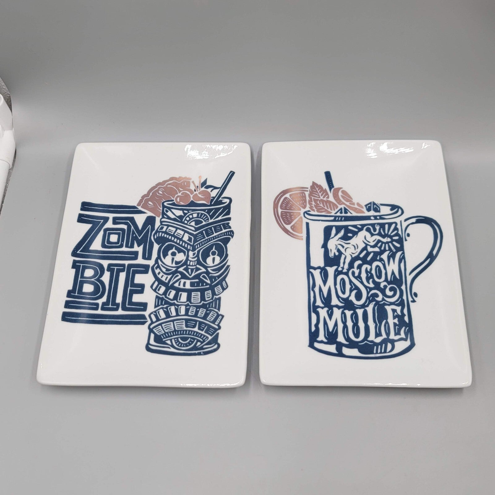 CRATE & BARREL Set Of Two DERRICK CASTLE Plate ZOMBIE MOSCOW MULE