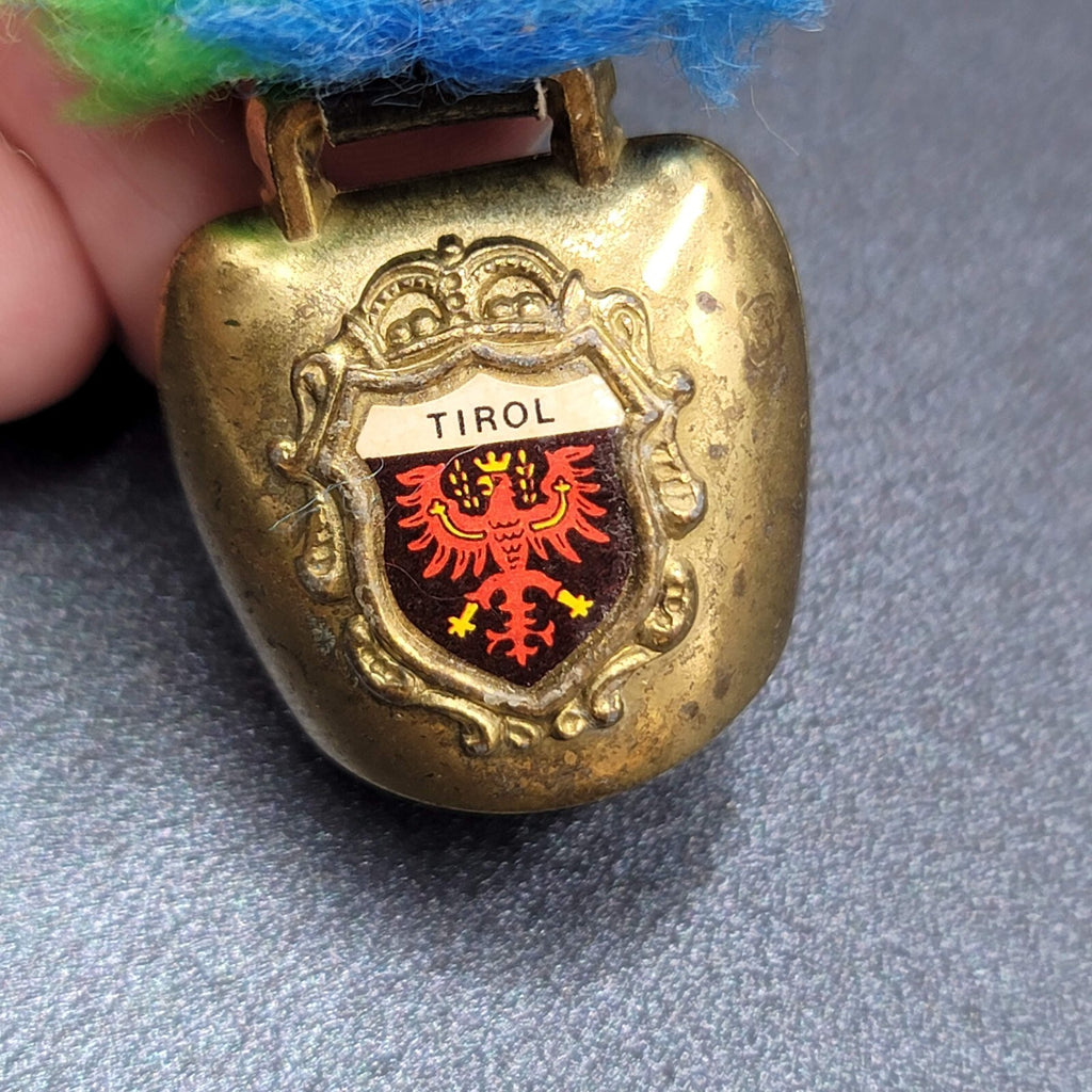 Vintage Tirol Switzerland Bell Travel Souvenir Keychain Key Ring Chain 2.5"