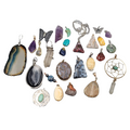 All Semi Precious Gemstone Stone Pendant Lot of 23 Various Styles Colors