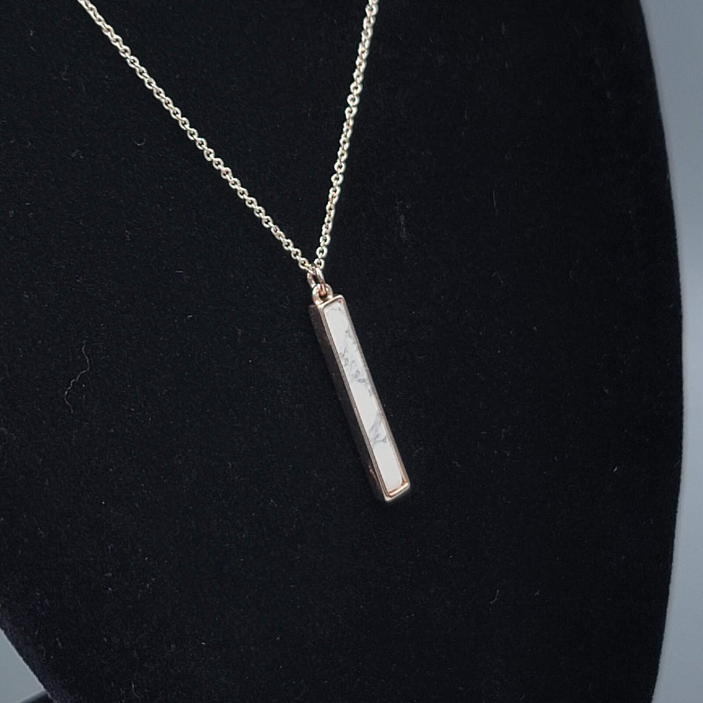 LA CN Necklace Rose Gold tone Bar Pendant 15" 17" 18"