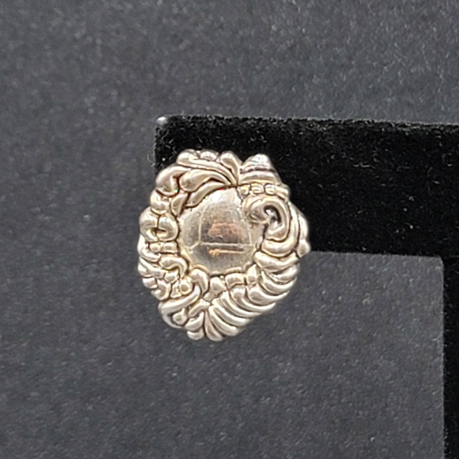 Vintage Pierced Earrings Silver Plated Modernist Ornate Drop 7/8"