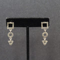 Sterling Silver Pierced Earrings Marcasite Geometric Dangle 1 3/8"