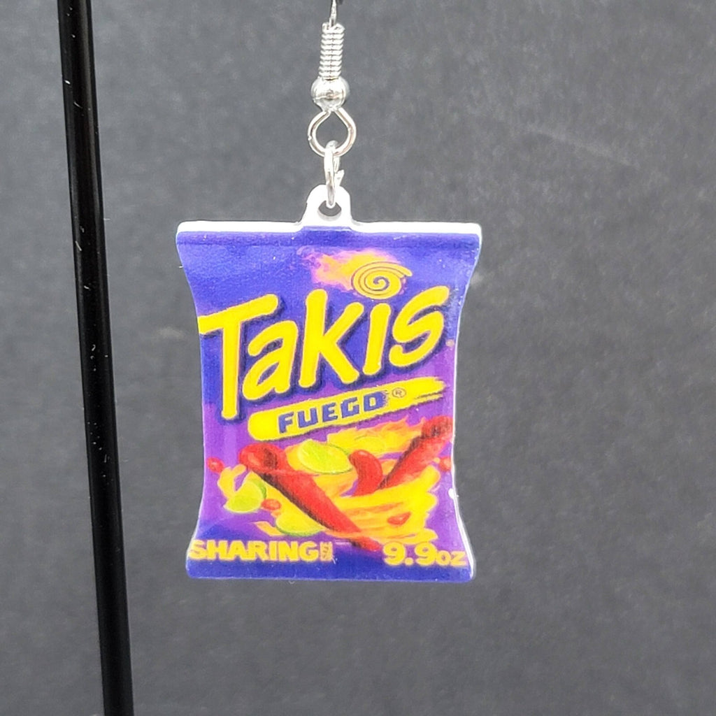 Pierced Earrings TAKIS Fuego Snacks Bag Fun Novelty 1 3/8"