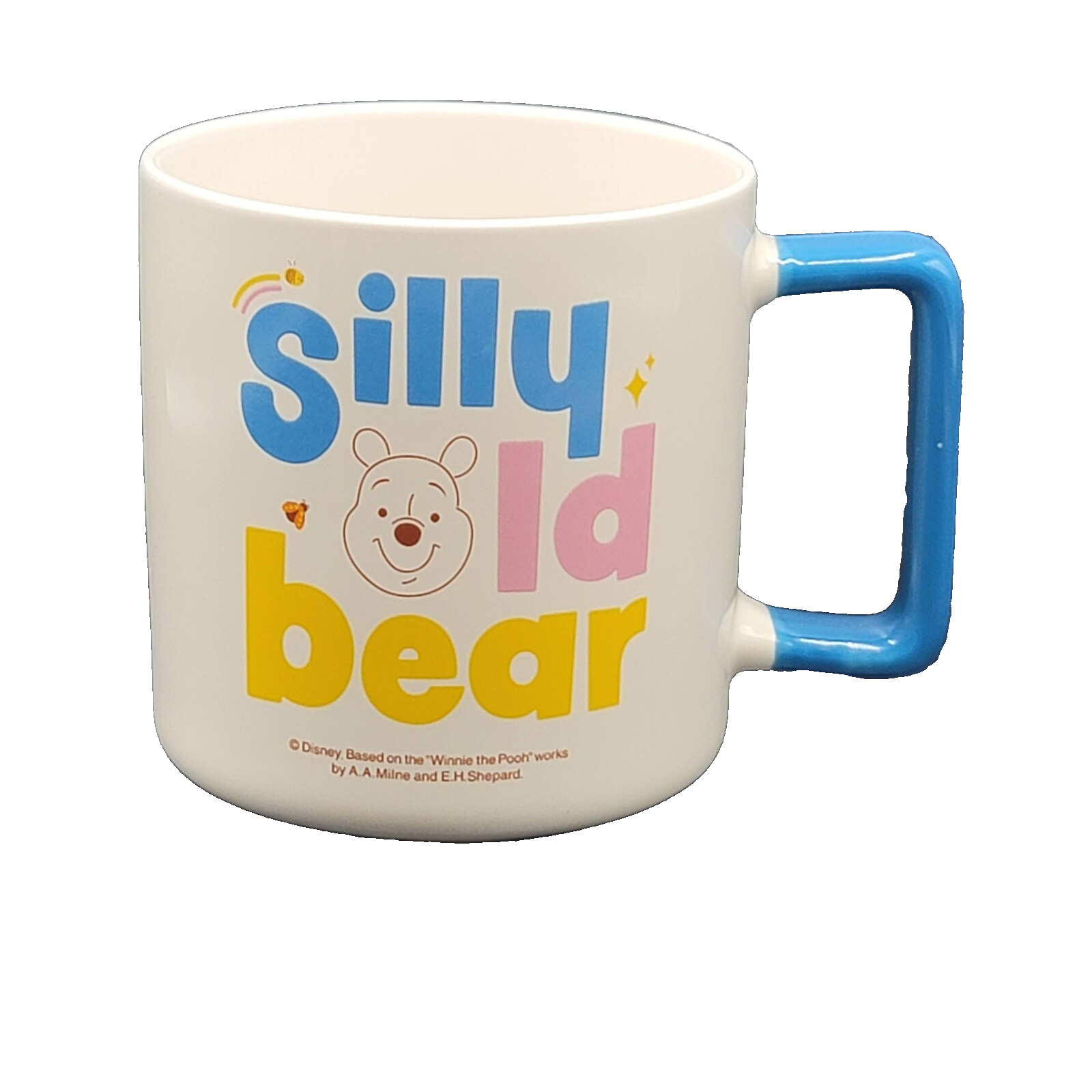 Disney Winnie the Pooh Coffee Mug Silly Old Bear White Blue Pink