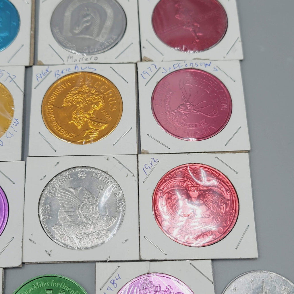 Vintage Mardi Gras Doubloons 39 Pcs token Lot Set PGG Charms 1962-2015
