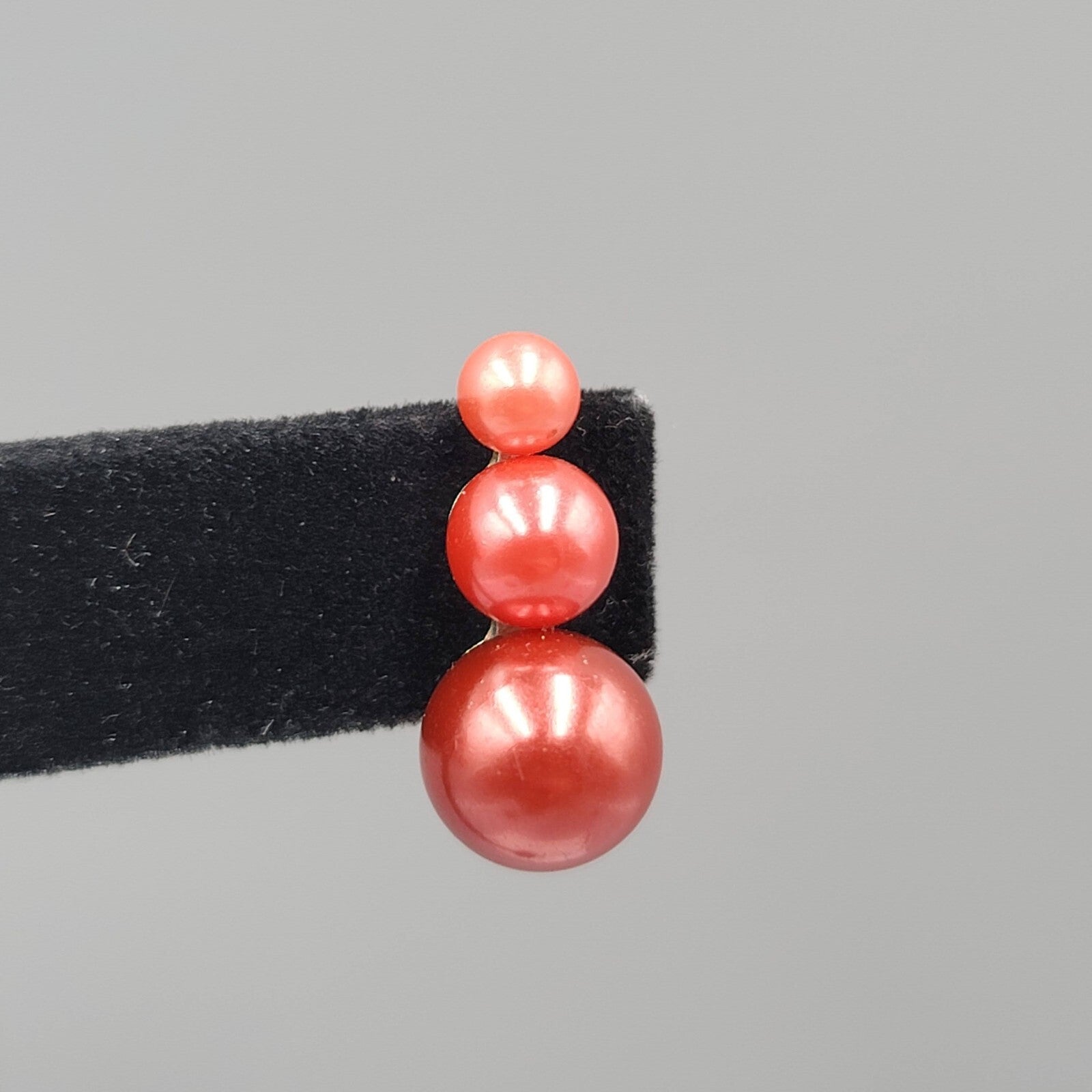 Vintage Clip on Earrings Cranberry Pink Bead Climber 7/8"