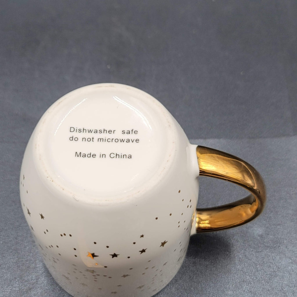 Capricorn Horoscope Stars Zodiac Porcelain Coffee Mug White Gold